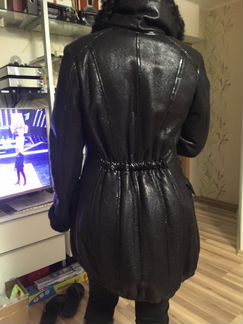 Дубленка adamo нат с каракулевым воротом новая