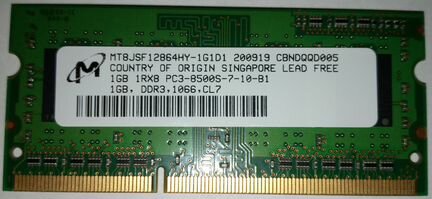 Для Ноутбука 1Gb 1Rx8 PC3-8500S-7-10-B1