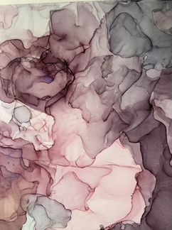 Картина спиртовыми чернилами (абстракция пионы)