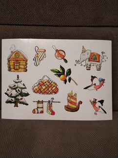 Новогодние наклейки 3 листа