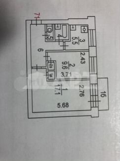 2-к квартира, 43 м², 3/5 эт.