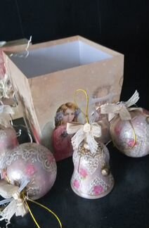 Набор новогодних игрушек ручной работы из дерева