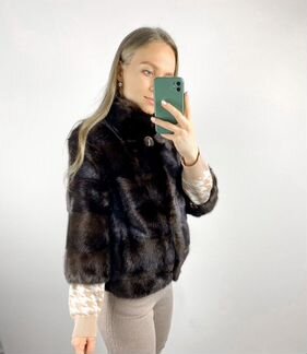 Шуба норковая автоледи 42-44 темный шоколад махаго