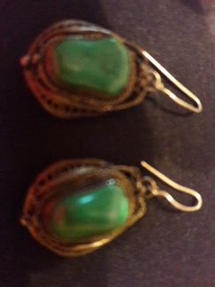 Серьги малахит в серебре