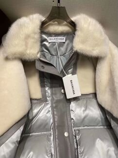 Пуховик balenciaga с натуральным мехом