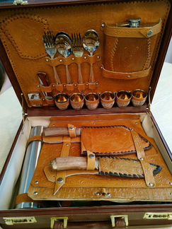 Подарочный кожаный новый дипломат для пикника