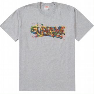 Футболка Supreme Paint Logo Tee Grey
