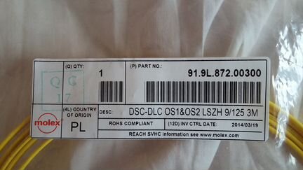 Molex dsc-dlc os1052 lszh 9/125 3M