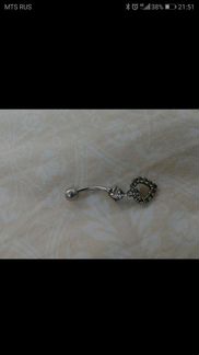 Пирсинг в пупок серебро