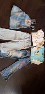 Пакетом Джинсы и футболки на девочку 98 см