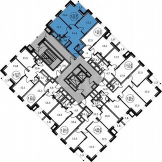 2-к квартира, 61.2 м², 9/17 эт.