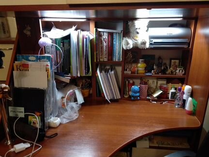 Кровать-чердак со шкафом и письменным столом