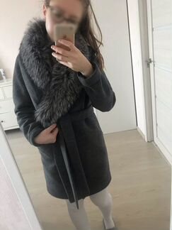 Пальто с натуральным мехом 42-44р