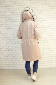 Парка розовая со светлым соболем LUX 90 см (48 р)