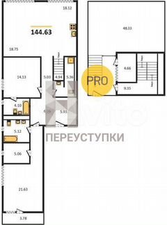 2-к квартира, 144 м², 12/12 эт.