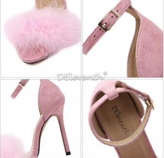 Розовые босоножки с пушком