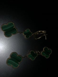 Van Cleef серёжки золото и малахит