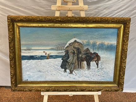 Картина холст масло войны Наполеона, автор Быков