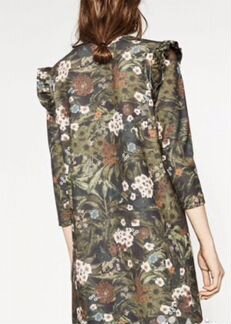 Платье Zara, M-L, c красивым тропическим принтом