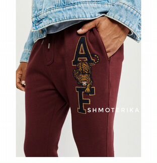 Abercrombie Fitch джоггеры бордо с тигром