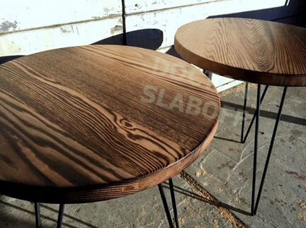 Круглый стол из среза дерева, S089