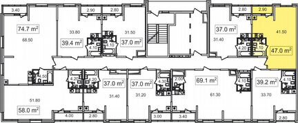 1-к квартира, 47 м², 13/26 эт.