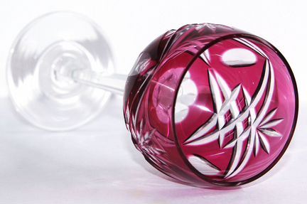 Бокал фужер цветной хрусталь рубин розовый 19см