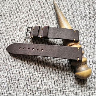 Ремешок 18мм для часов из темно коричневой кожи