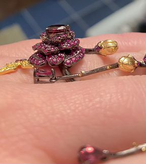 Серьги и кольцо розы. Серебро с покрытием