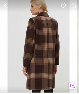 Осеннее пальто в клетку коричневое р.44-46
