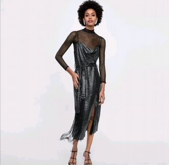 Платье Zara черное пайетки, новогоднее